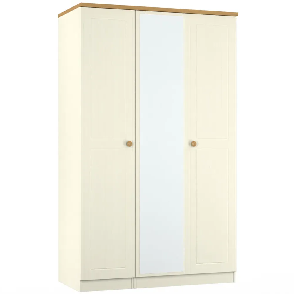 Warwick 3 Door Wardrobe with Mirror - White, Ash