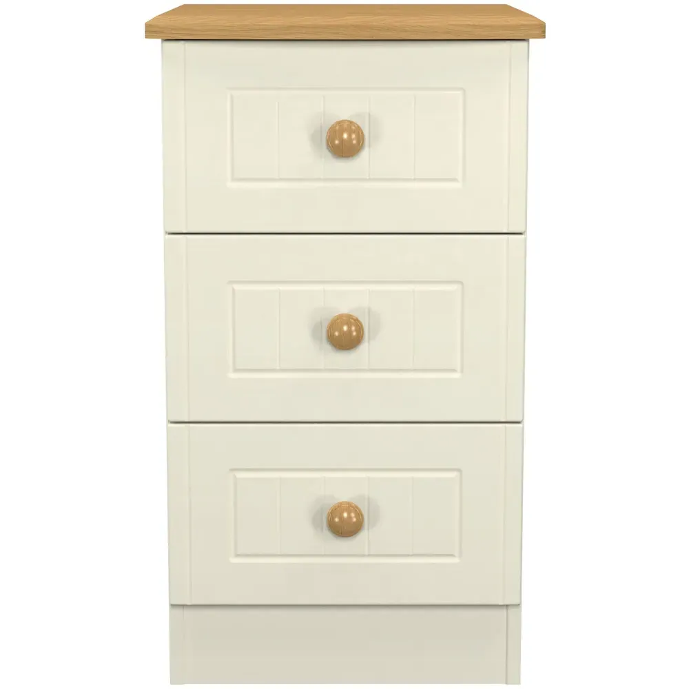 Warwick 3 Drawer Bedside Cabinet - Cream, Ash