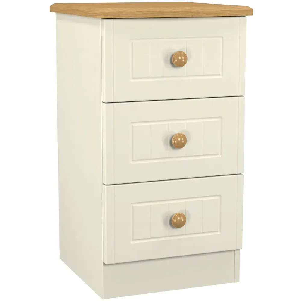 Warwick 3 Drawer Bedside Cabinet - Cream, Ash