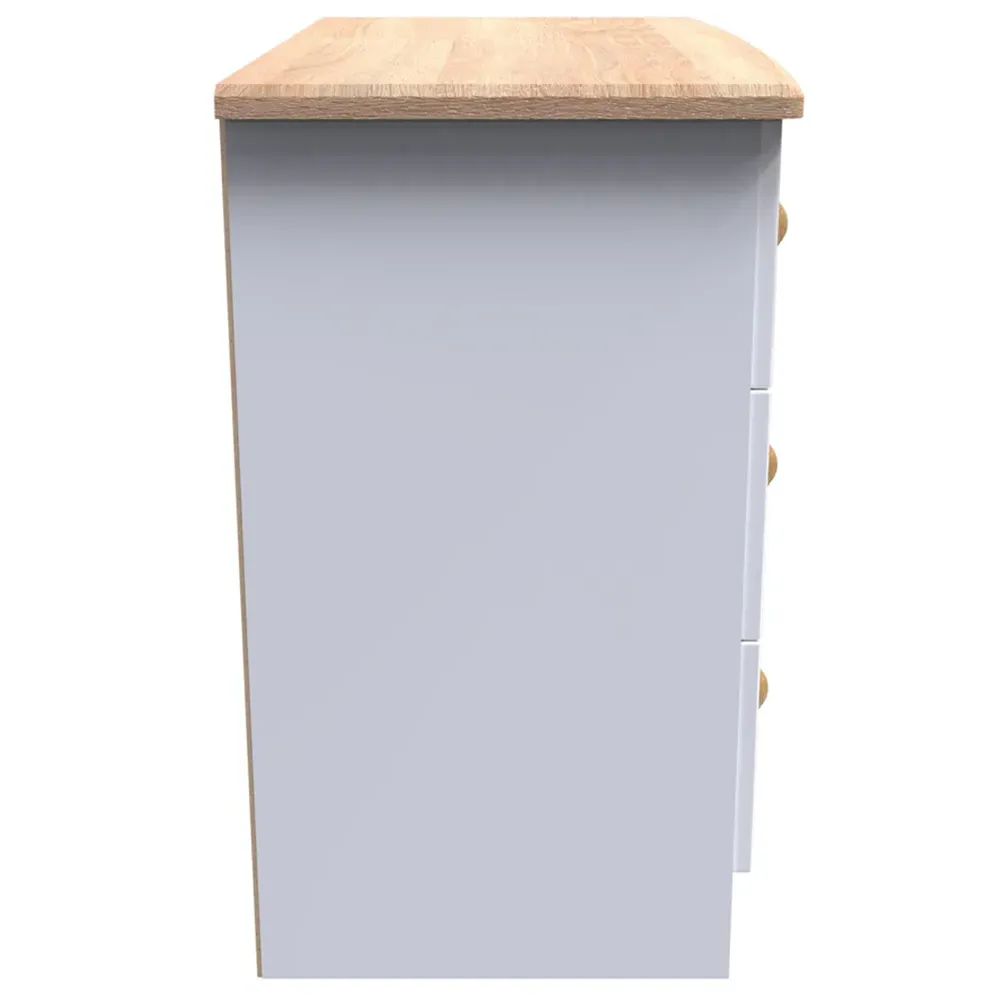 Warwick 3 Drawer Chest of Drawers - White, Ash and Oak