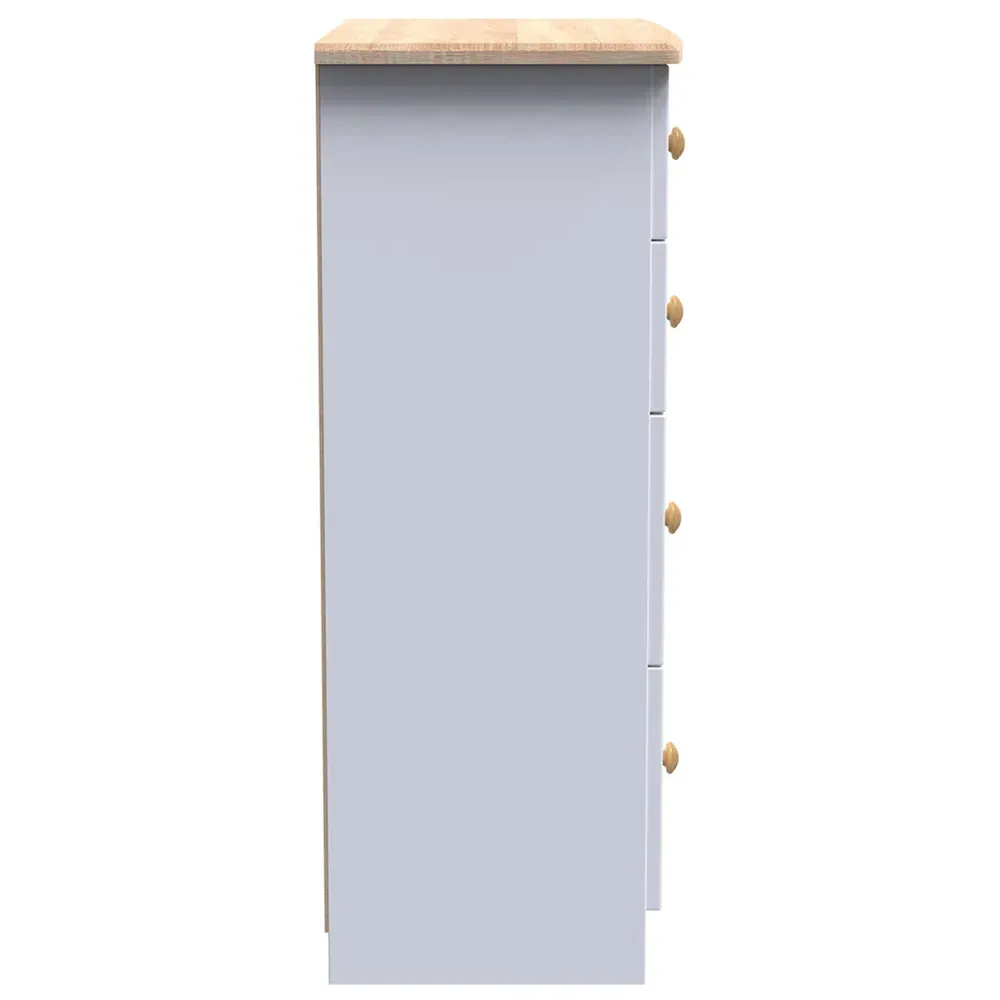 Warwick 4 Drawer Chest of Drawers - White, Ash and Oak