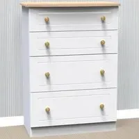 Warwick 4 Drawer Chest of Drawers - White, Ash and Oak