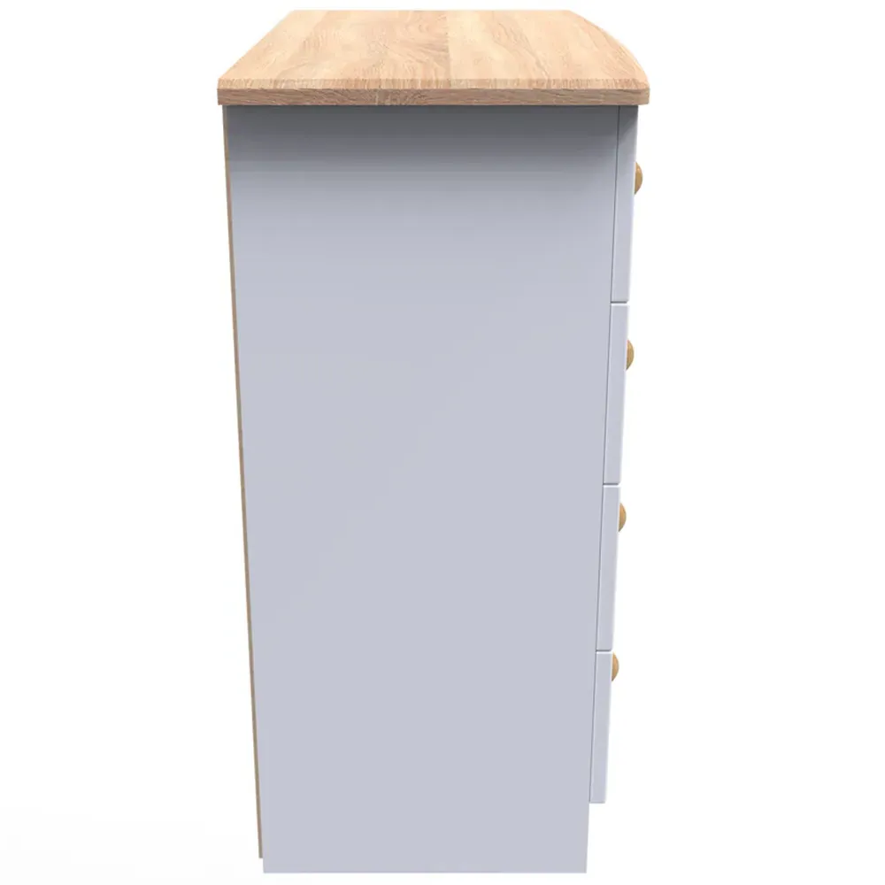 Warwick 4 Drawer Chest of Drawers - White, Ash and Oak