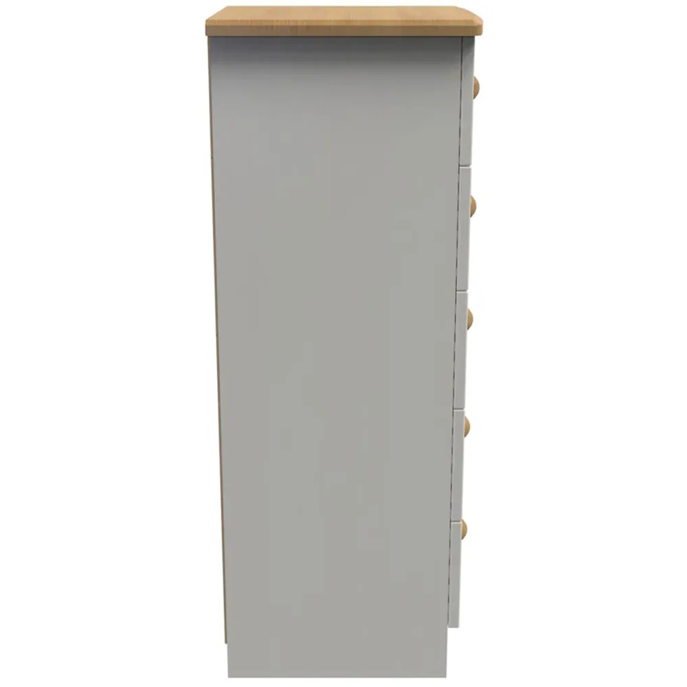 Warwick 5 Drawer Bedside Cabinet - Cream, Ash