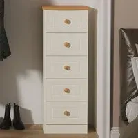 Warwick 5 Drawer Bedside Cabinet - Cream, Ash