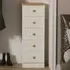 Warwick 5 Drawer Bedside Cabinet - Cream, Ash