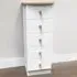 Warwick 5 Drawer Tall Bedside Cabinet - White, Ash