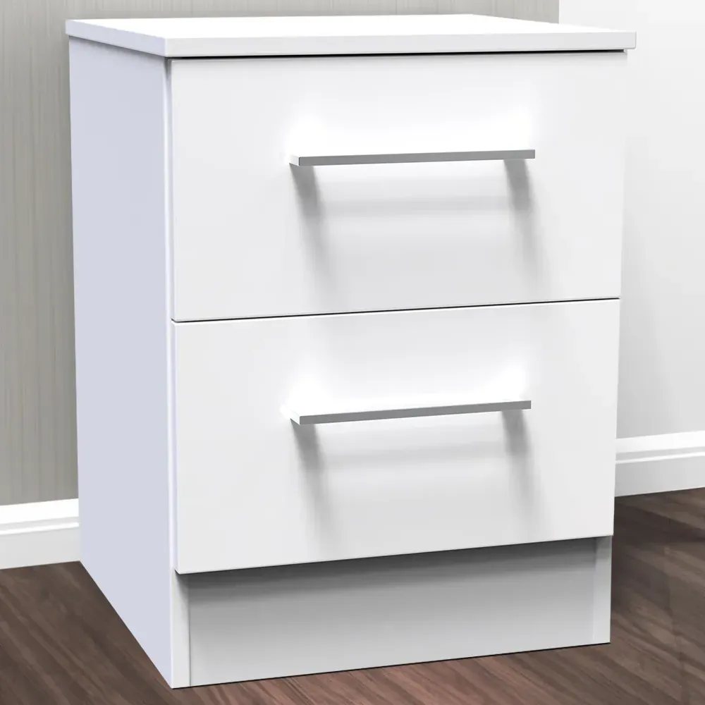 Worcester 2 Drawer Bedside Cabinet - White image