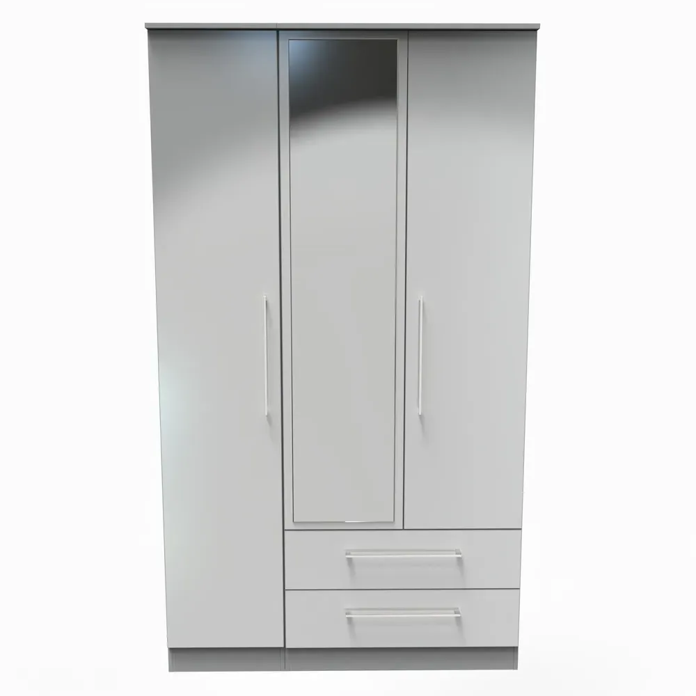 Worcester 3 Door 2 Drawer Mirrored Wardrobe - Grey