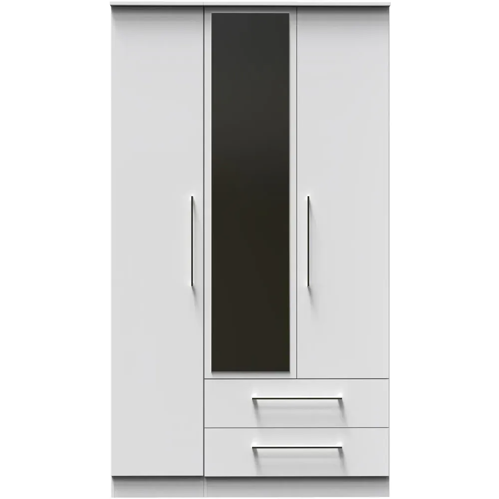 Worcester 3 Door 2 Drawer Mirrored Wardrobe - White