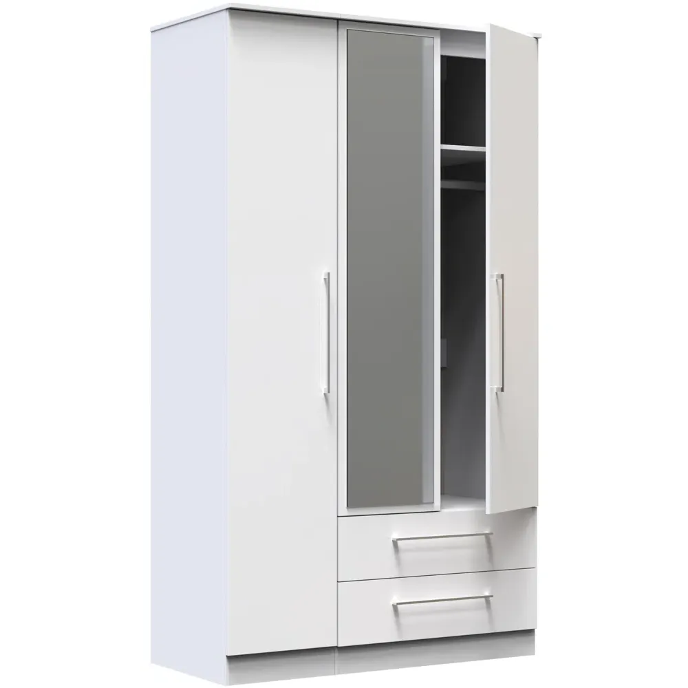 Worcester 3 Door 2 Drawer Mirrored Wardrobe - White