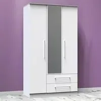 Worcester 3 Door 2 Drawer Mirrored Wardrobe - White
