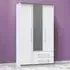 Worcester 3 Door 2 Drawer Mirrored Wardrobe - White