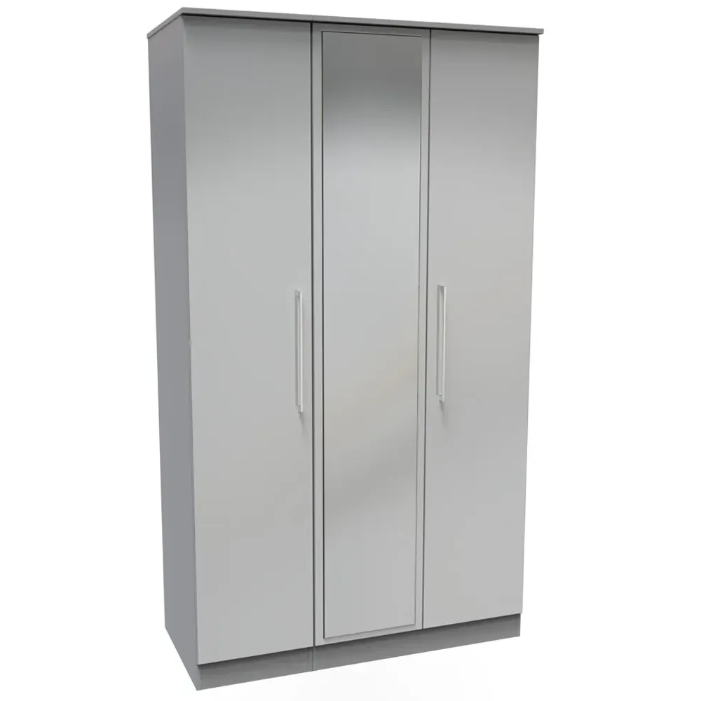 Worcester 3 Door Mirrored Wardrobe - Grey