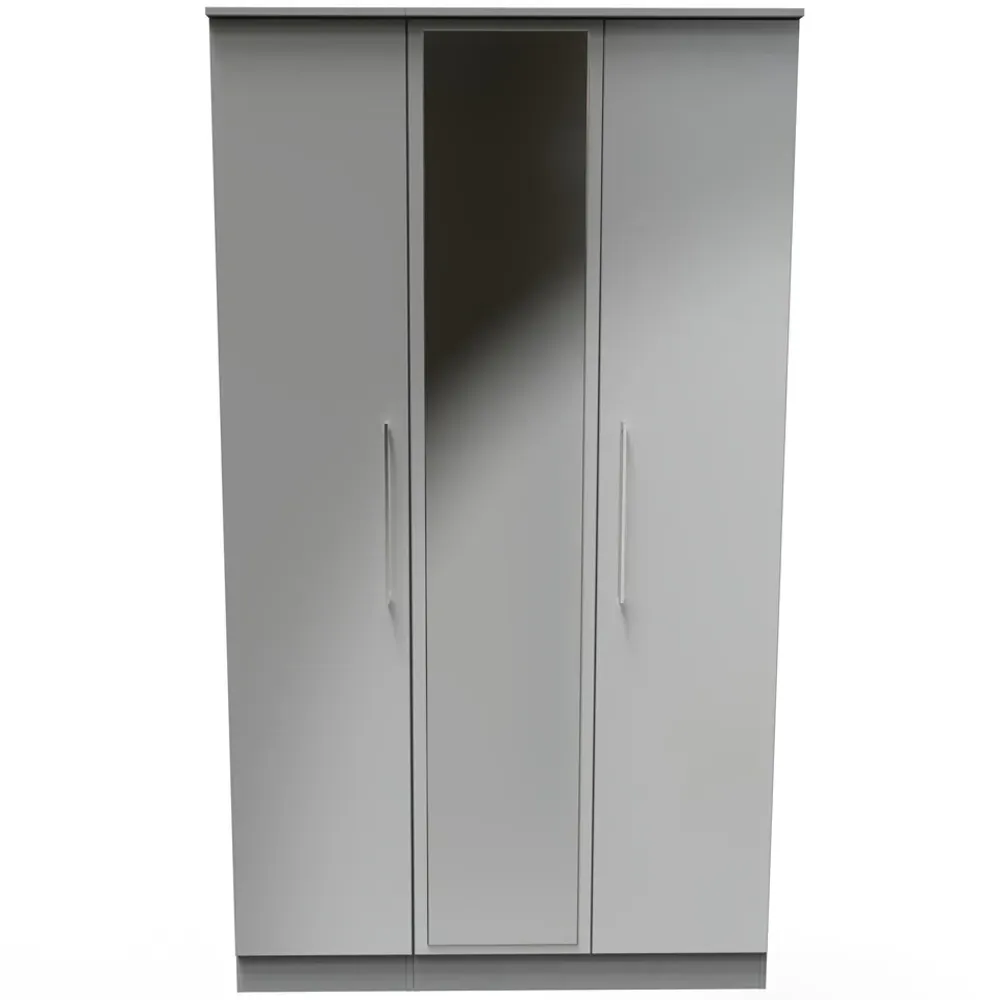 Worcester 3 Door Mirrored Wardrobe - Grey