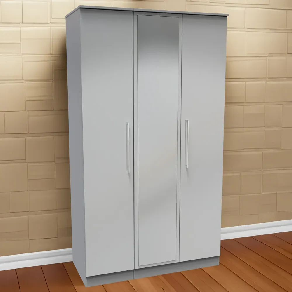 Worcester 3 Door Mirrored Wardrobe - Grey image
