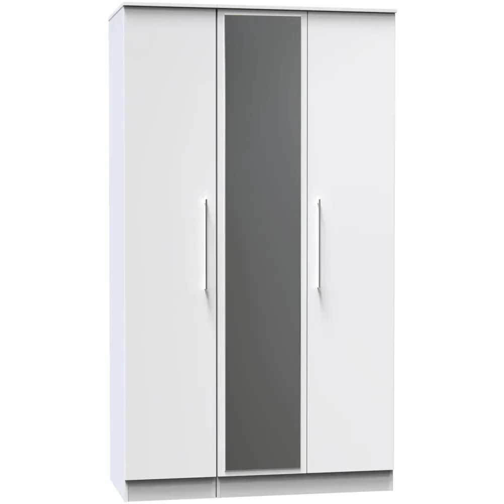 Worcester 3 Door Mirrored Wardrobe - White
