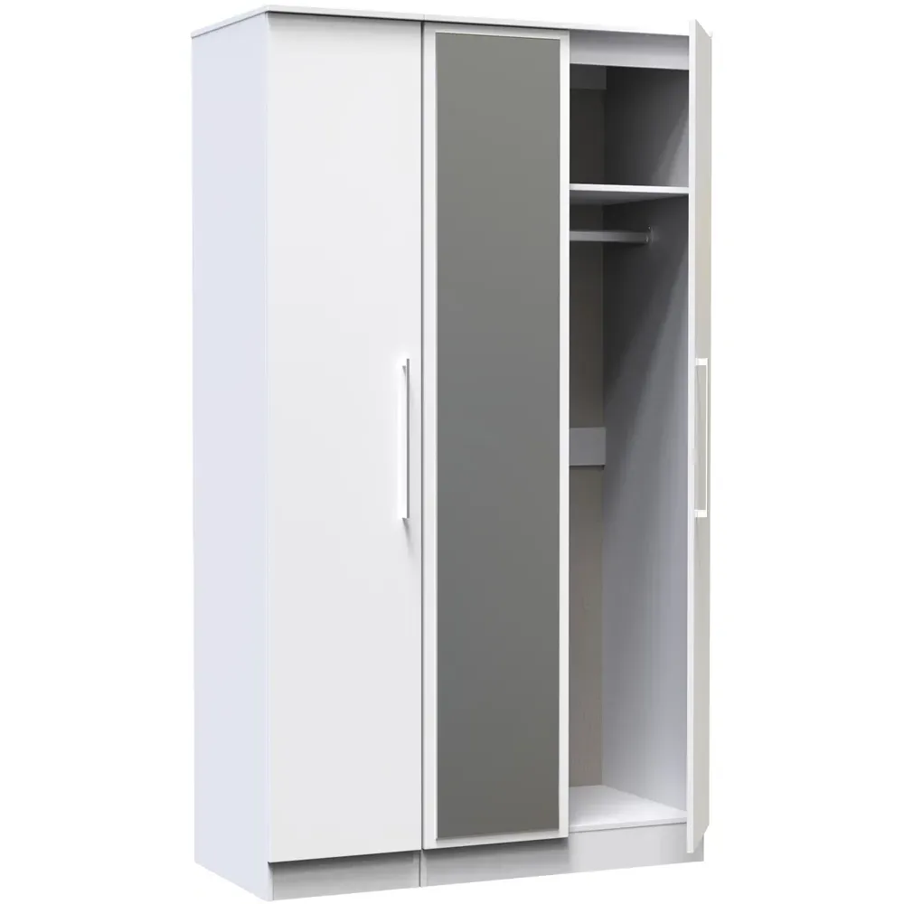 Worcester 3 Door Mirrored Wardrobe - White