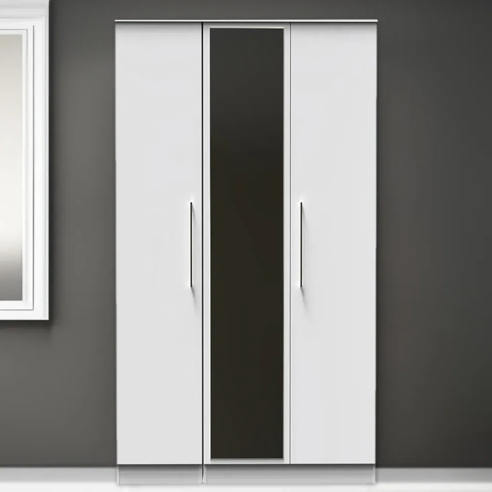Worcester 3 Door Mirrored Wardrobe - White image