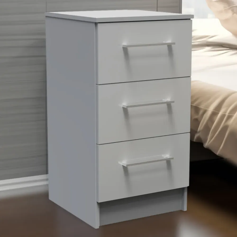 Worcester 3 Drawer Bedside Cabinet - Grey