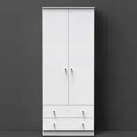 Yarmouth 2 Door 2 Drawer Tall Wardrobe - White