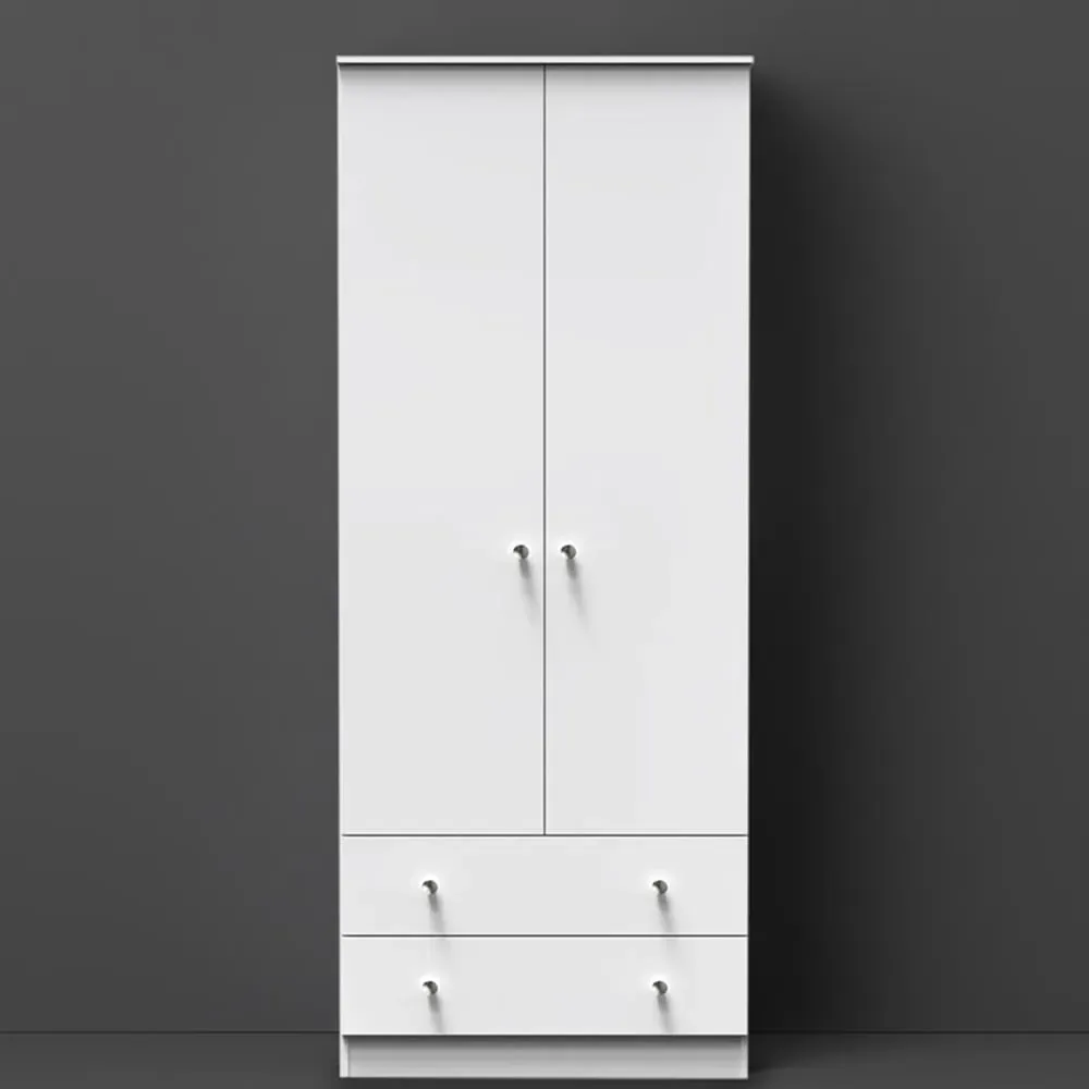 Yarmouth 2 Door 2 Drawer Tall Wardrobe - White