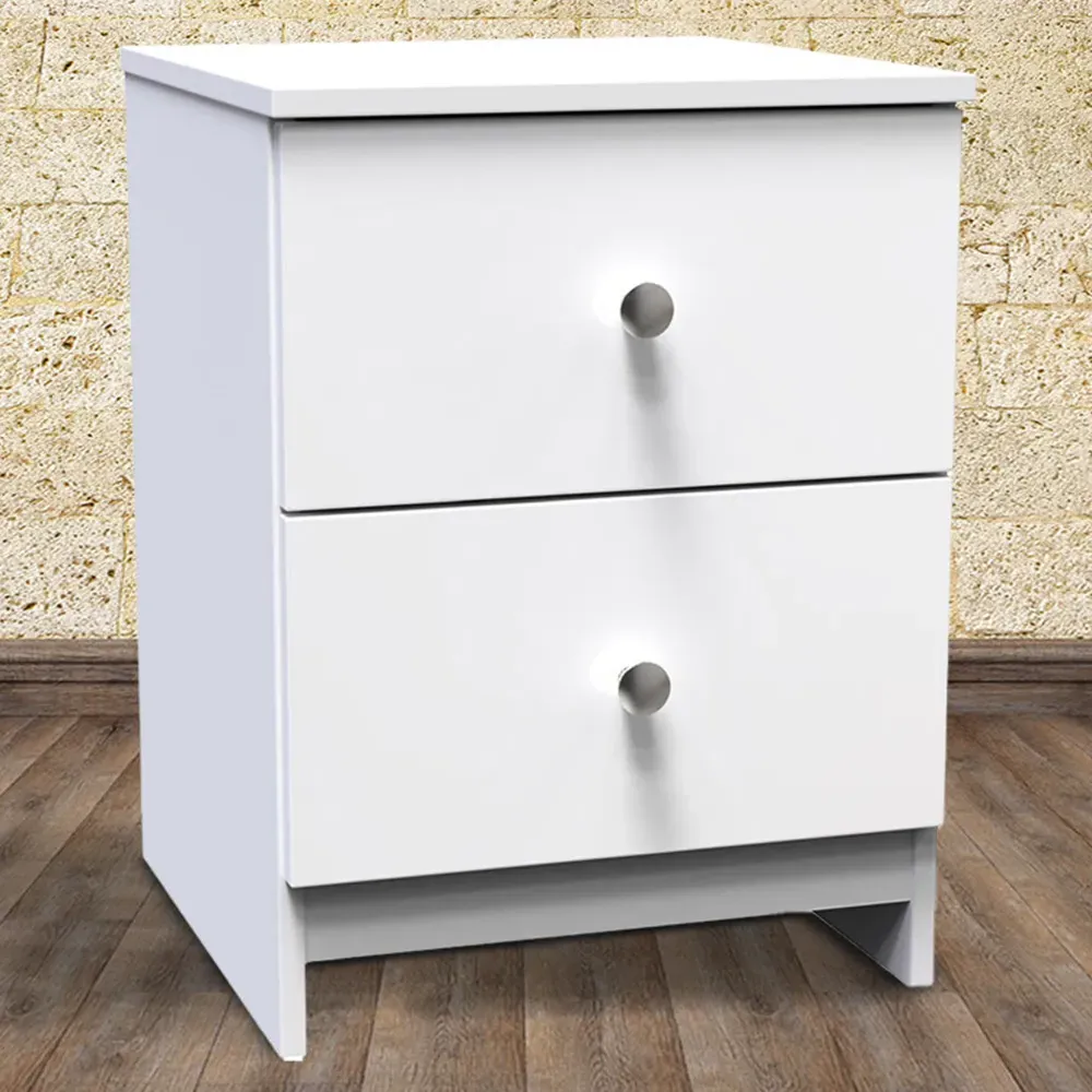 Yarmouth 2 Drawer Bedside Cabinet - White