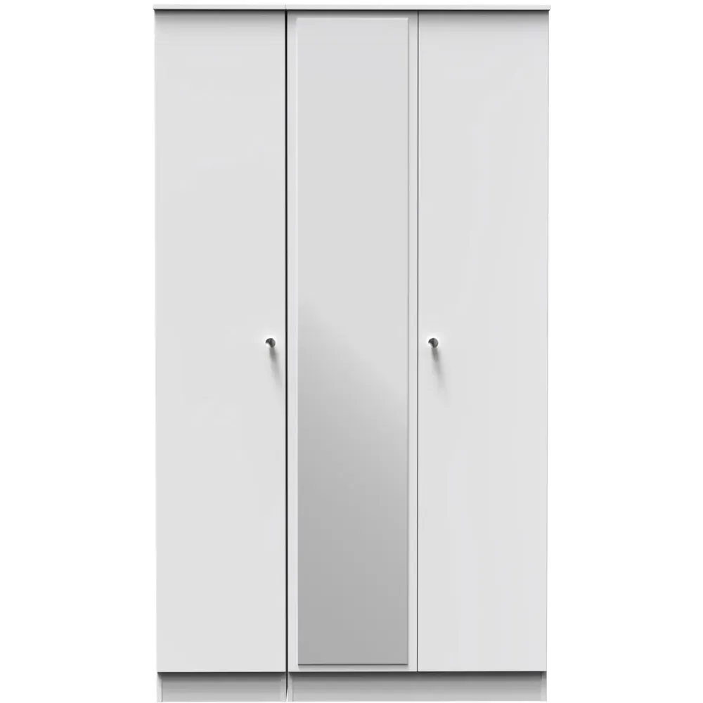 Yarmouth 3 Door Tall Mirrored Wardrobe - White