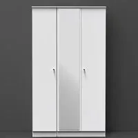 Yarmouth 3 Door Tall Mirrored Wardrobe - White