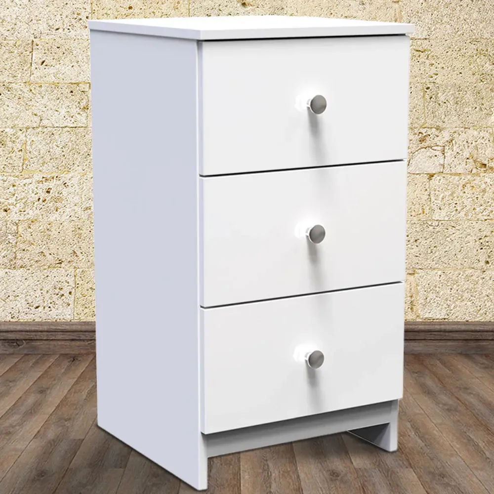 Yarmouth 3 Drawer Bedside Cabinet - White image