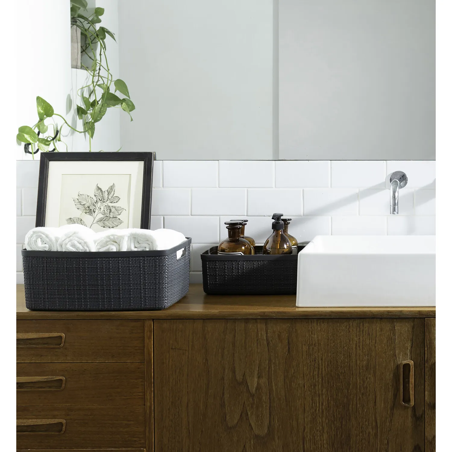 12L Storage Basket - Deep Shadow, Jute