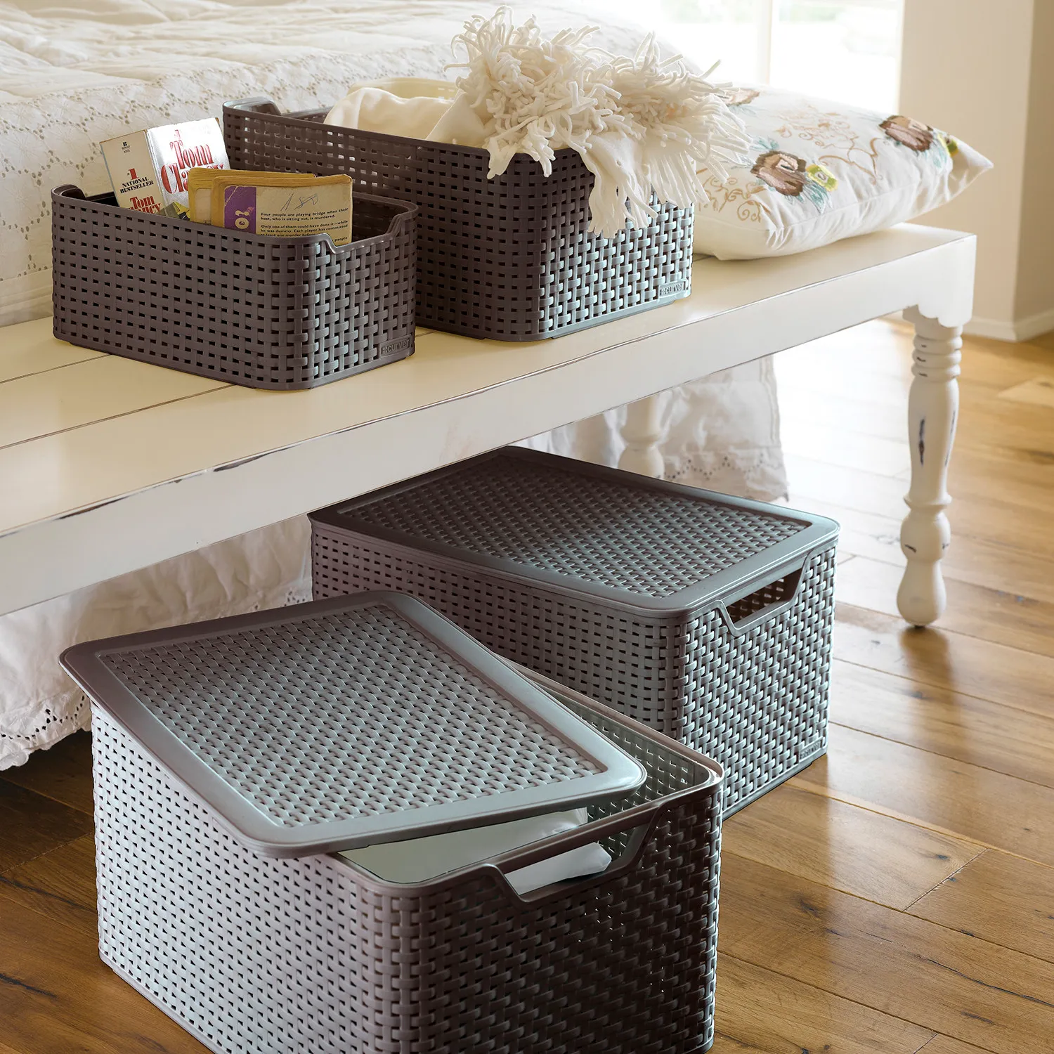 18L Storage Basket - Grey, Plastic