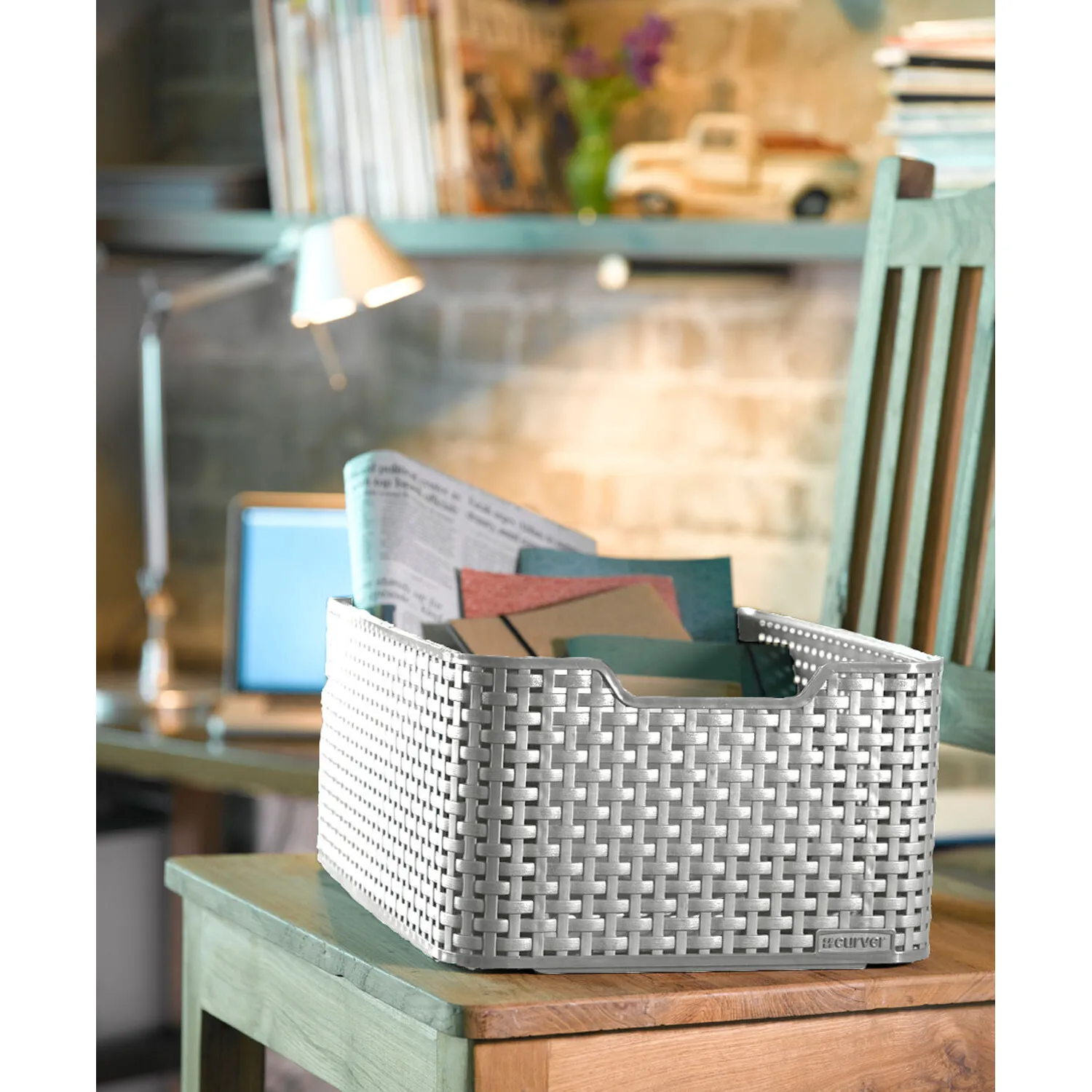 18L Storage Basket - Grey, Plastic
