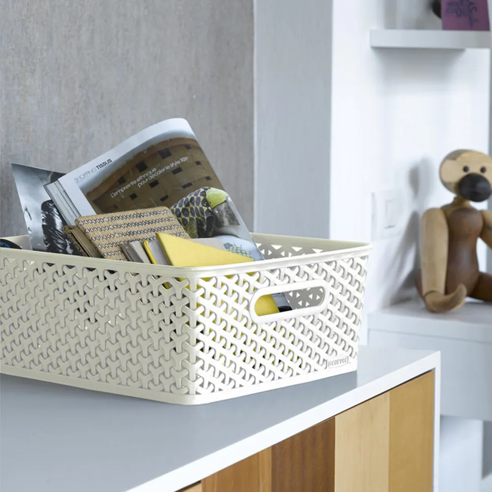 Curver 13L Rectangular Storage Basket - Vintage White