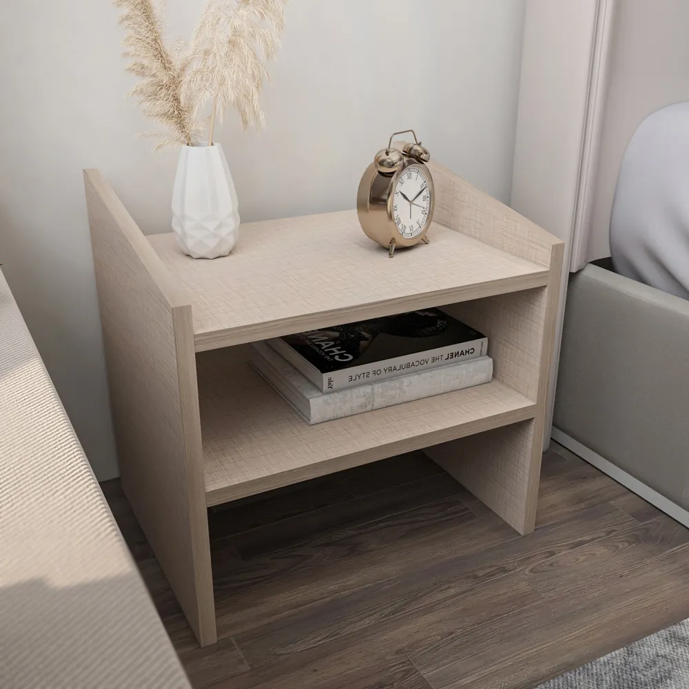 Adin 2 Shelf Bedside Table - Cream