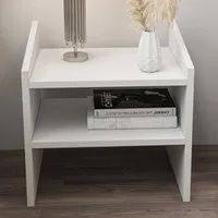 Adin 2 Shelf Bedside Table - White