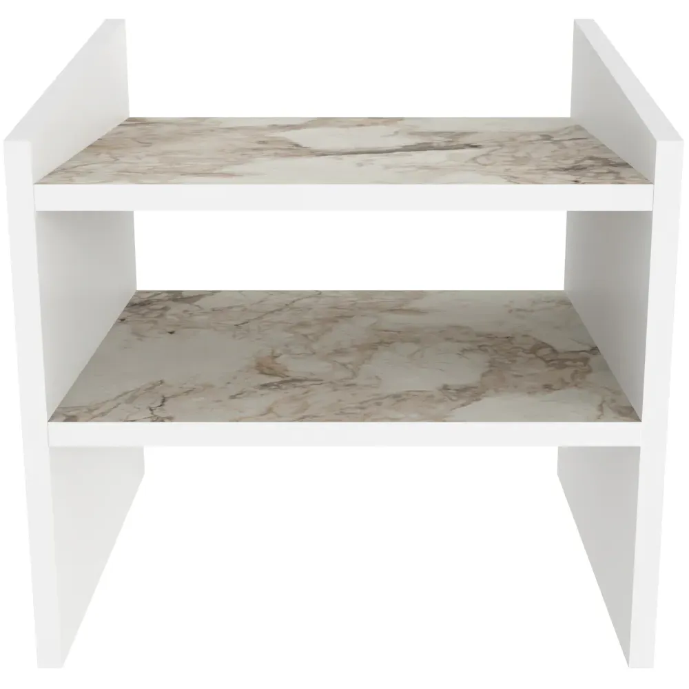 Adin 2 Shelf Bedside Table - White Ephesus