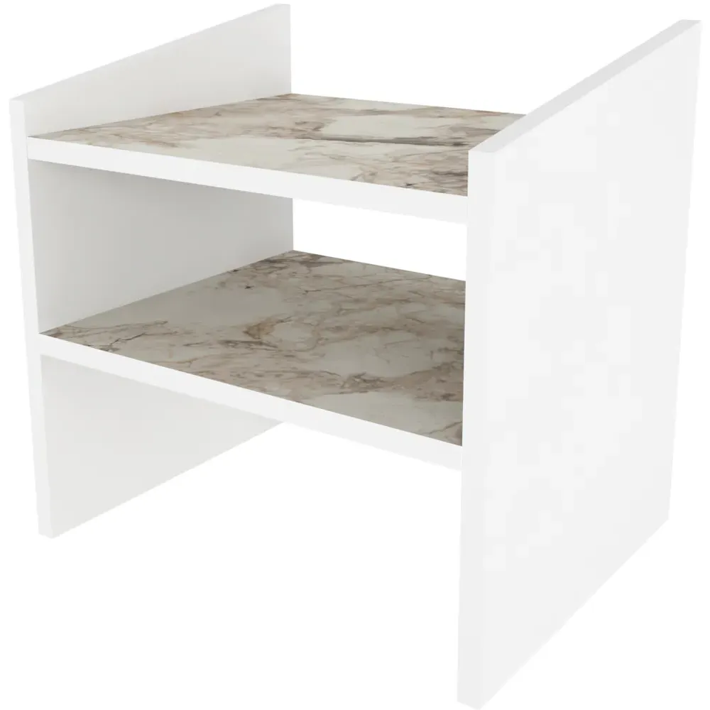 Adin 2 Shelf Bedside Table - White Ephesus