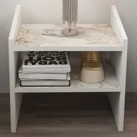 Adin 2 Shelf Bedside Table - White Ephesus