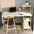 Admira Computer Desk with Shelves - Gold, White Marble Effect