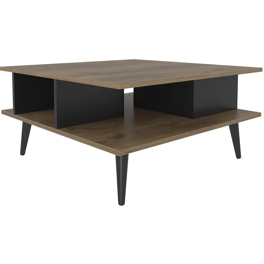Akya Wide Coffee Table - Walnut, Black