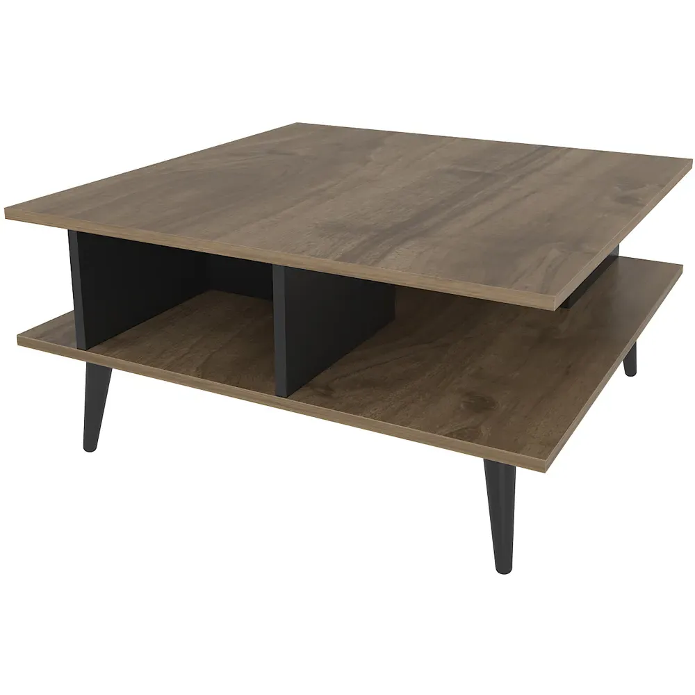 Akya Wide Coffee Table - Walnut, Black