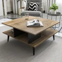Akya Wide Coffee Table - Walnut, Black