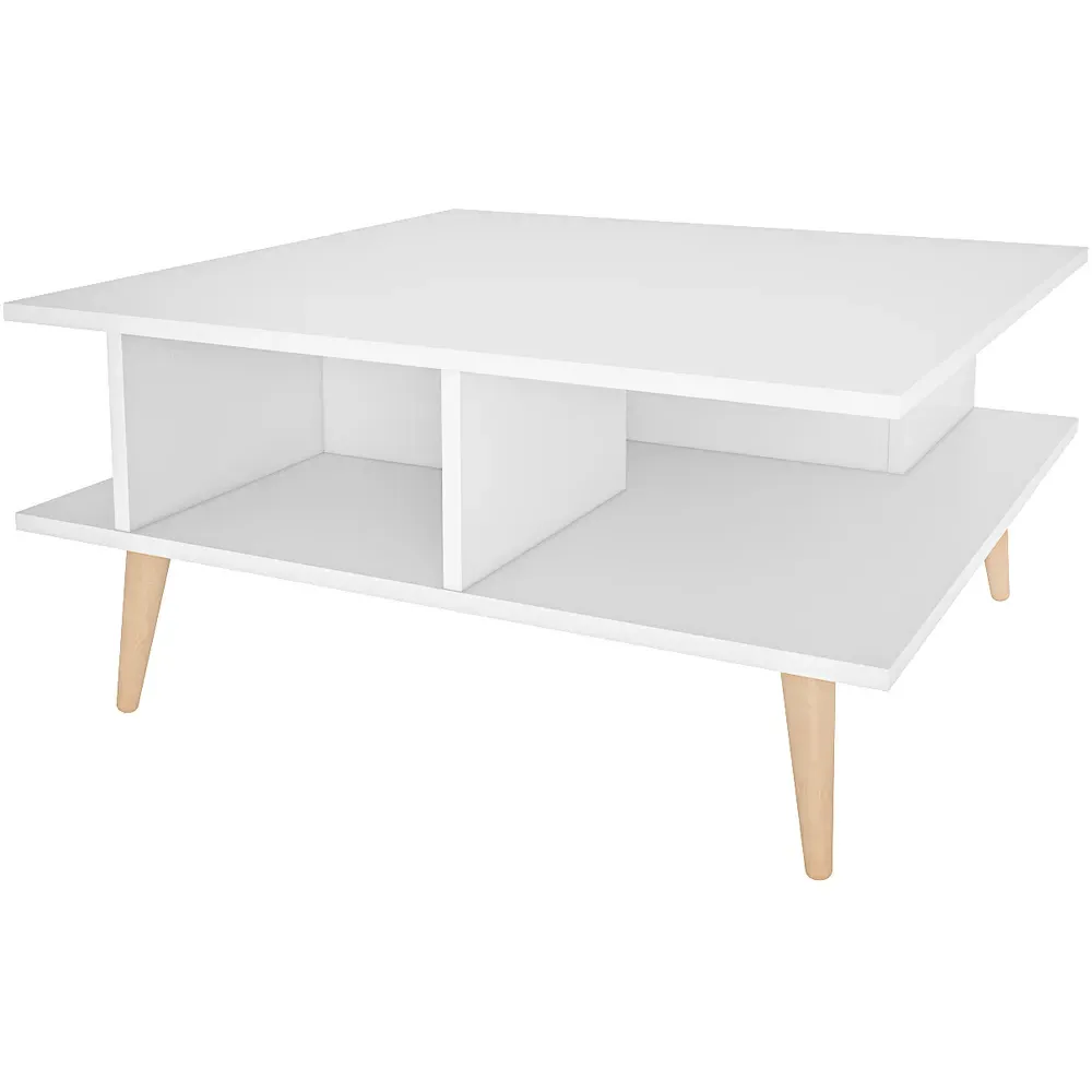 Akya Wide Coffee Table with Storage - White