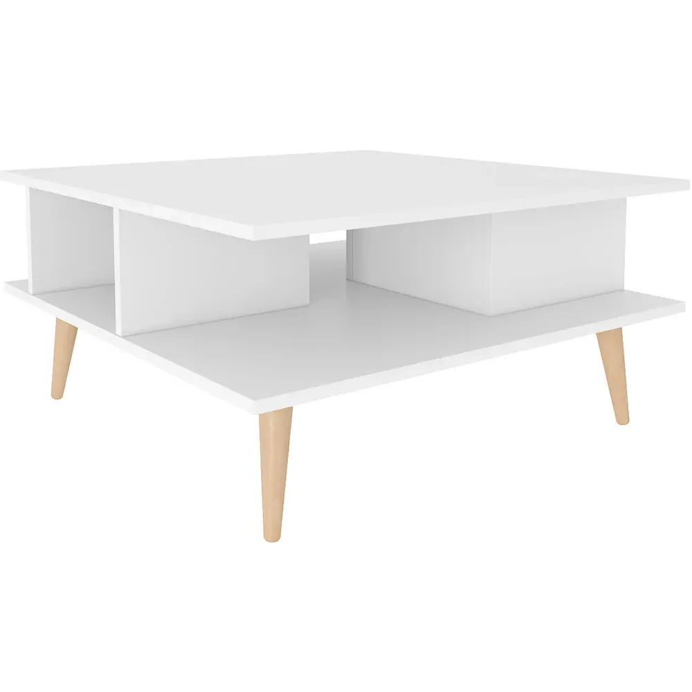 Akya Wide Coffee Table with Storage - White