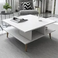 Akya Wide Coffee Table with Storage - White