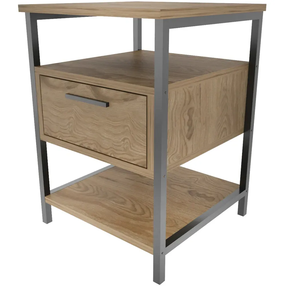 Alba Single Drawer Side Table - Oud, Black