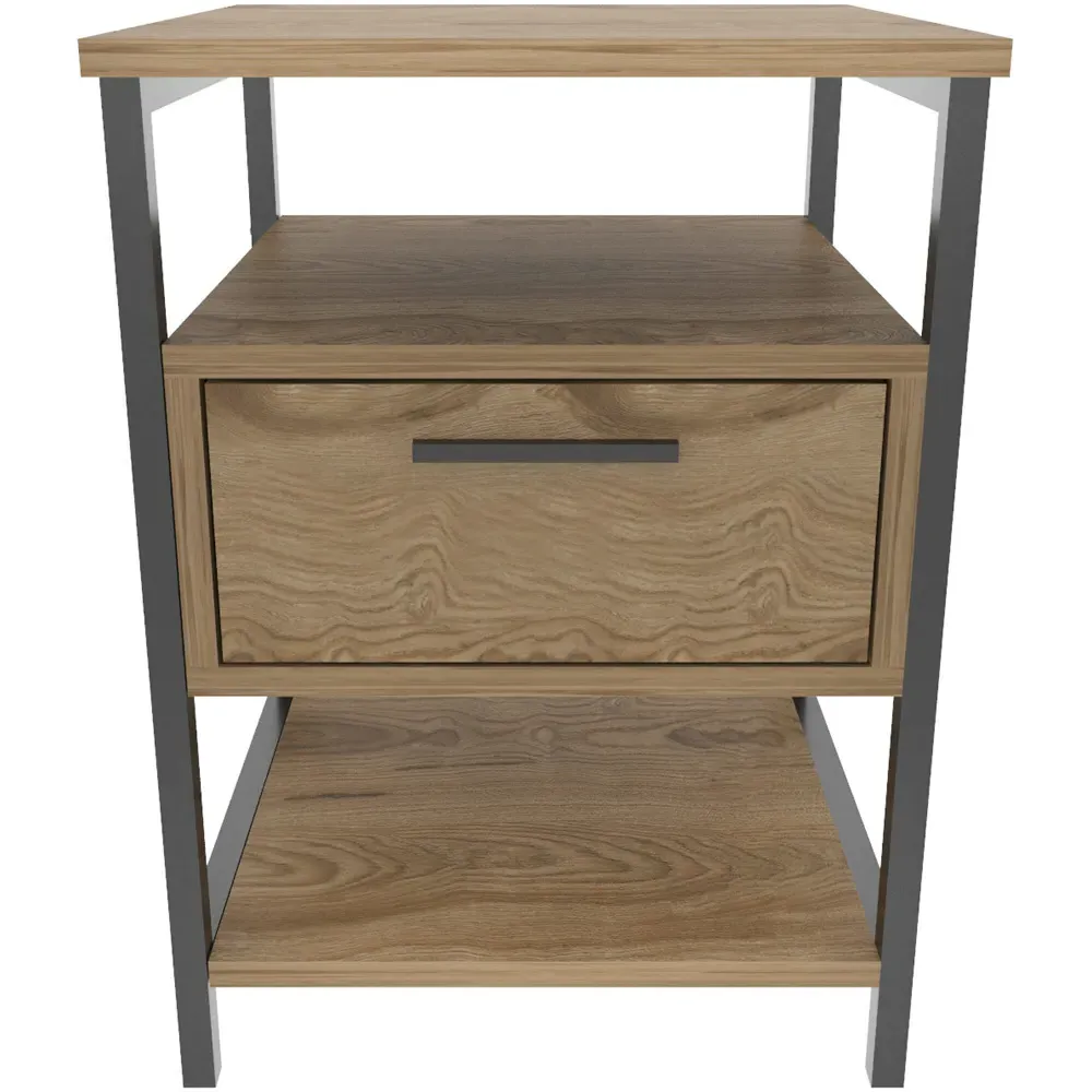 Alba Single Drawer Side Table - Oud, Black