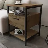 Alba Single Drawer Side Table - Oud, Black