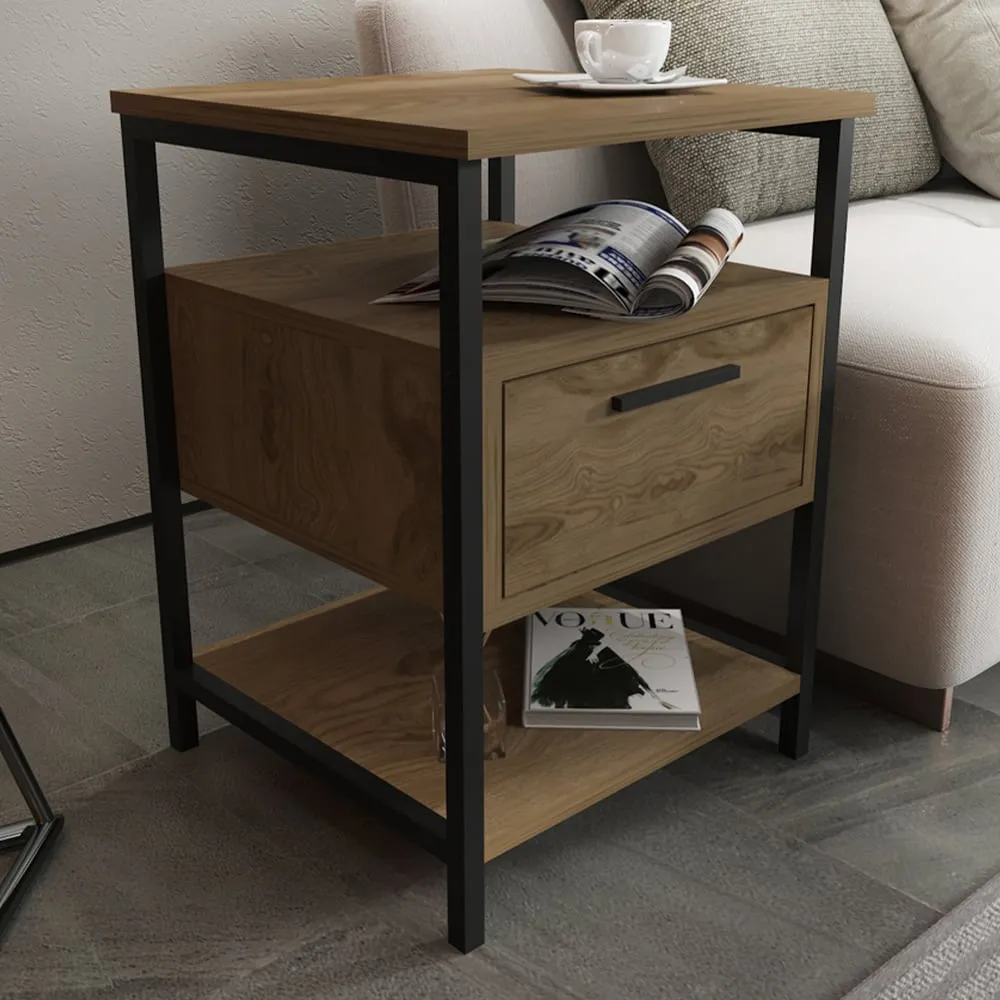 Alba Single Drawer Side Table - Oud, Black image